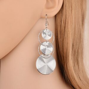 Stylish Spiral Design Drop Earrings - Multi-Layered Dangle Earrings with Silver, Gold, and Gunmetal Options for Women