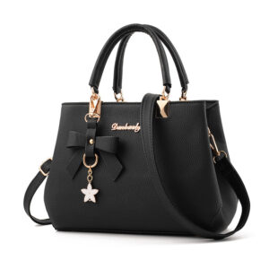 Elegant Black Tote Bag with Gold Hardware and Star Charm - Perfect for Everyday Use