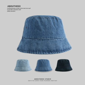 ABOUTHEXX Studio Fashionable Denim Bucket Hat - Breathable and Sun-protective for Summer Outdoor Activities