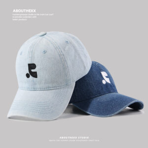 ABOUTHEXX Denim Baseball Cap - Adjustable Breathable Trucker Hat with Stylish 'S' Logo - Perfect for Summer Outdoor Activities