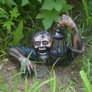 Zombie Lantern Holder - Spooky Garden Pathway Light, LED Lit, Outdoor Yard Decoration for Scary Night, Perfect for Haunted House and Graveyard Theme Parties