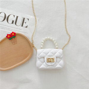 Chic Mini Quilted Shoulder Bag - Colorful Pearl Accent Purses with Metal Lock Closure for Fashion Lovers
