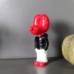 Stylish Boxing Glove Bunny Figurine - Red and Black Home Decorative Sculpture