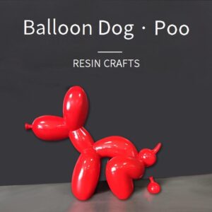 Red Balloon Dog Sculpture - Modern Home Decor for Kids Room or Office Desk