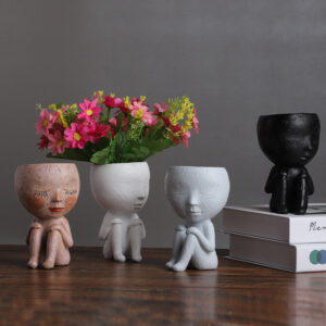 Abstract Ceramic Figurine Vase - Modern Home Decorative Sculpture with Flower Arrangement