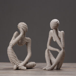 Abstract Human Figure Sculptures Set - Handcrafted Stone-Textured Art for Home and Office Decor - Modern Abstract Sculpture Gift Ideas