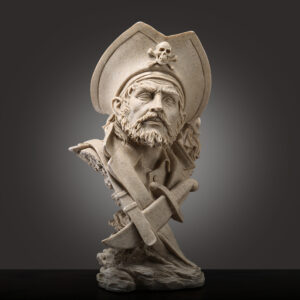 Pirate Captain Statue - Detailed Stone Sculpture with Sword and Hat - Nautical Decor for Home or Office